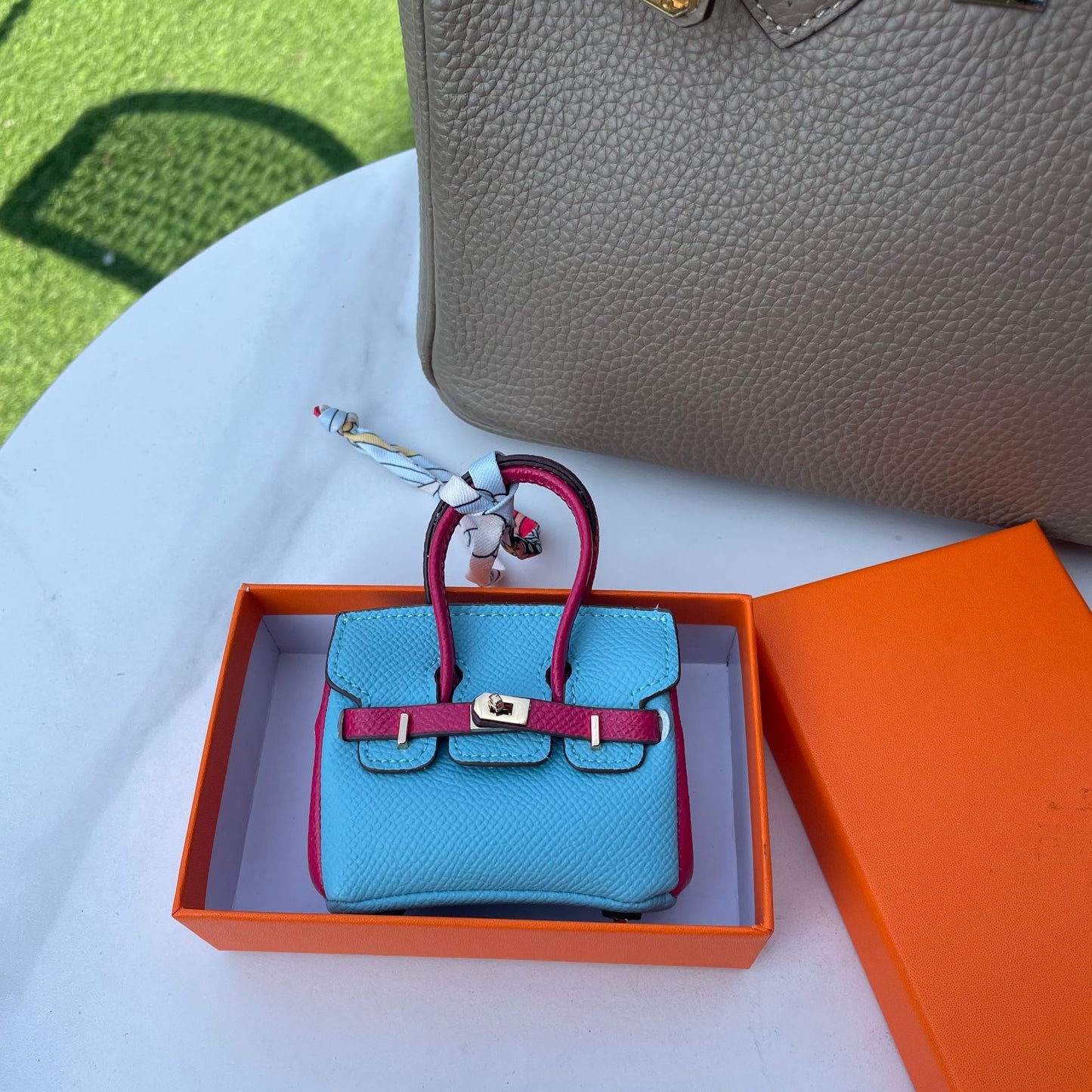 Contrasting Color Birkin Bag Charm & Keychain