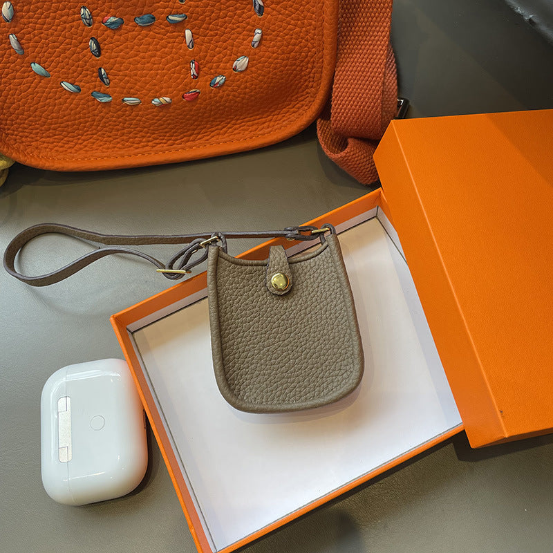 Mini Evelyne Bag Charm - Cute Top-Grain Togo Leather Accessory for Lipstick, Earphones