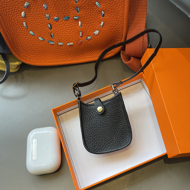 Mini Evelyne Bag Charm - Cute Top-Grain Togo Leather Accessory for Lipstick, Earphones