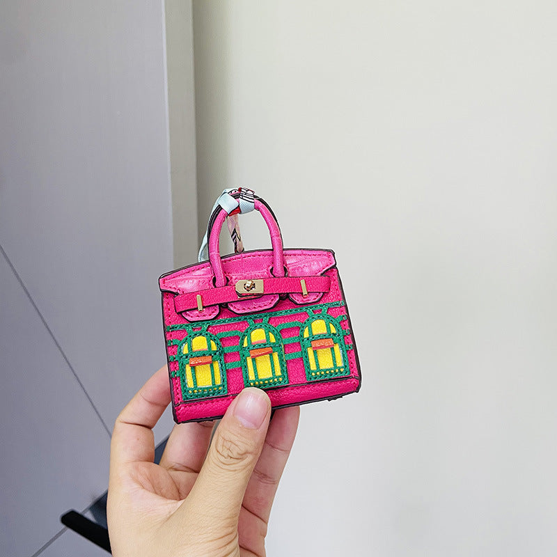 Mini House-Shaped Bag Charm & Keychain: Cute Creative Window Design for Car Keys & Earphone Pouches