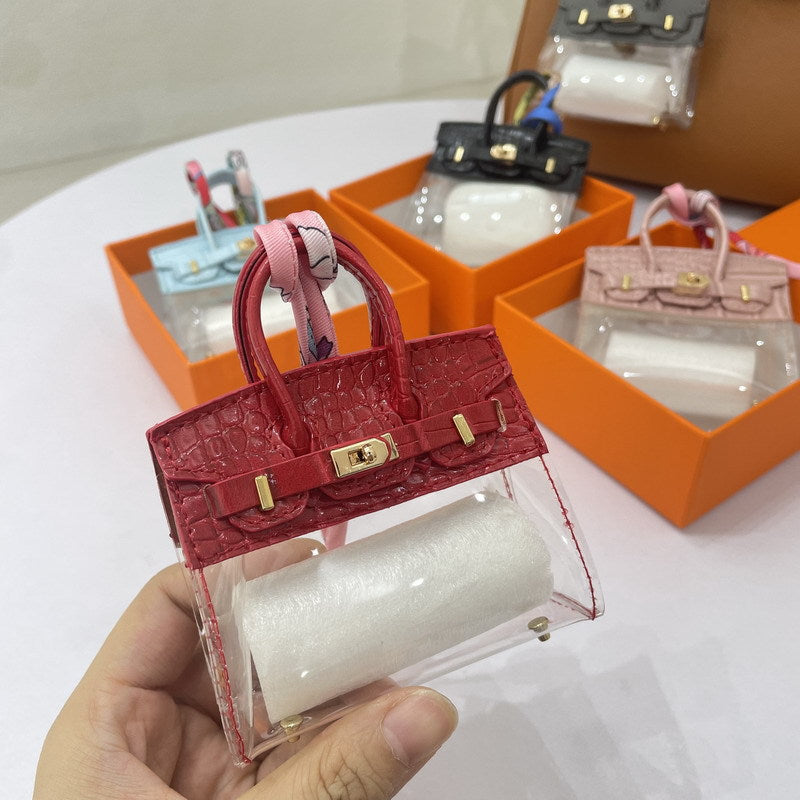 Crocodile-Texture Mini Semi-Transparent Bag Charm & Keychain