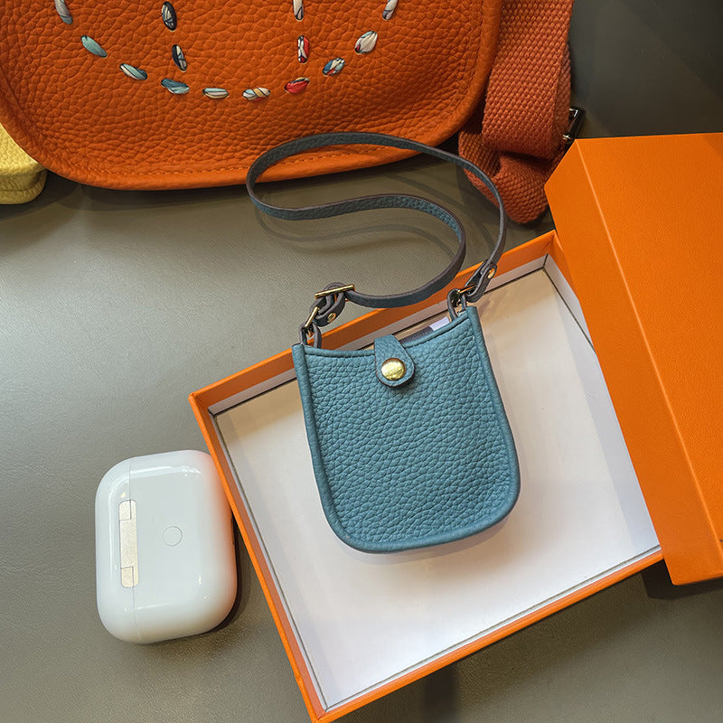 Mini Evelyne Bag Charm - Cute Top-Grain Togo Leather Accessory for Lipstick, Earphones
