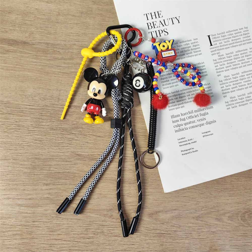 Cute Mickey & Minnie Mouse Couple Cartoon Keychain Billiards Fruit Machine Charm