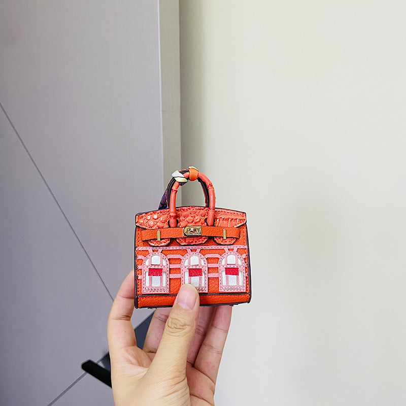 Mini House-Shaped Bag Charm & Keychain: Cute Creative Window Design for Car Keys & Earphone Pouches