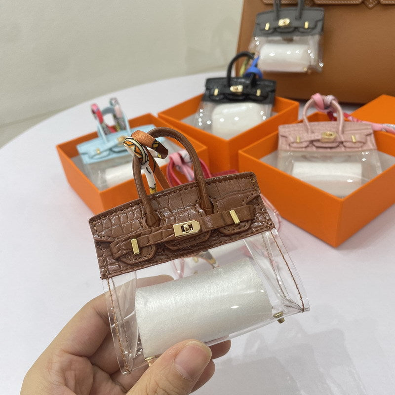 Crocodile-Texture Mini Semi-Transparent Bag Charm & Keychain