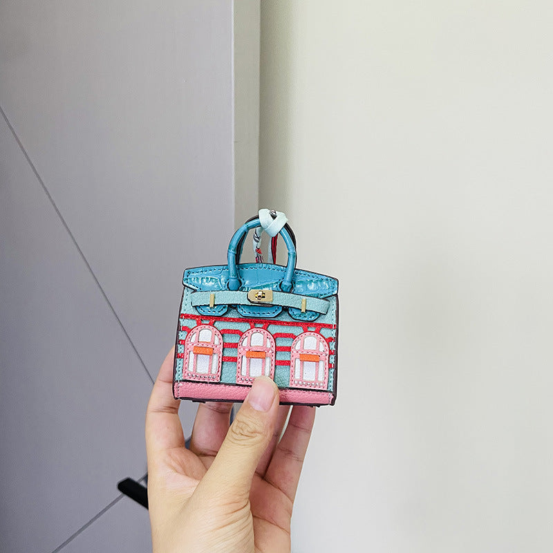 Mini House-Shaped Bag Charm & Keychain: Cute Creative Window Design for Car Keys & Earphone Pouches
