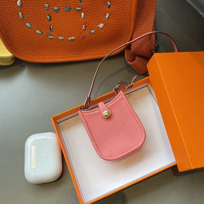 Mini Evelyne Bag Charm - Cute Top-Grain Togo Leather Accessory for Lipstick, Earphones