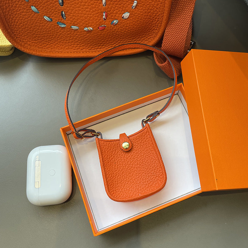 Mini Evelyne Bag Charm - Cute Top-Grain Togo Leather Accessory for Lipstick, Earphones