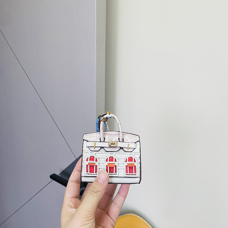 Mini House-Shaped Bag Charm & Keychain: Cute Creative Window Design for Car Keys & Earphone Pouches
