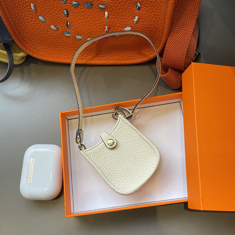 Mini Evelyne Bag Charm - Cute Top-Grain Togo Leather Accessory for Lipstick, Earphones