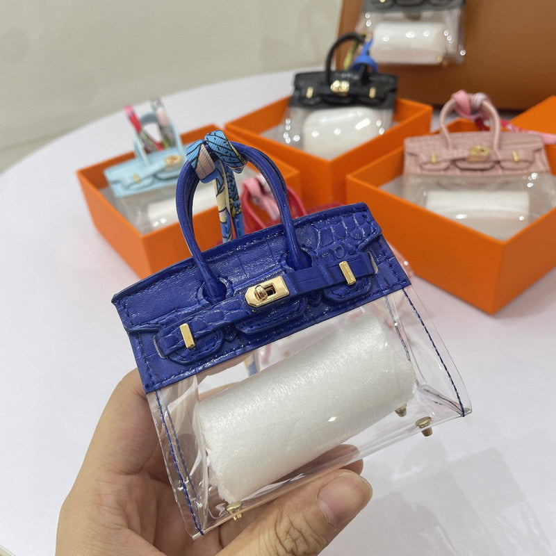 Crocodile-Texture Mini Semi-Transparent Bag Charm & Keychain